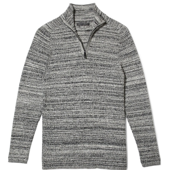 NEW Vince Camuto Quarter Zip Grey Black Sweater L - Picture 1 of 5